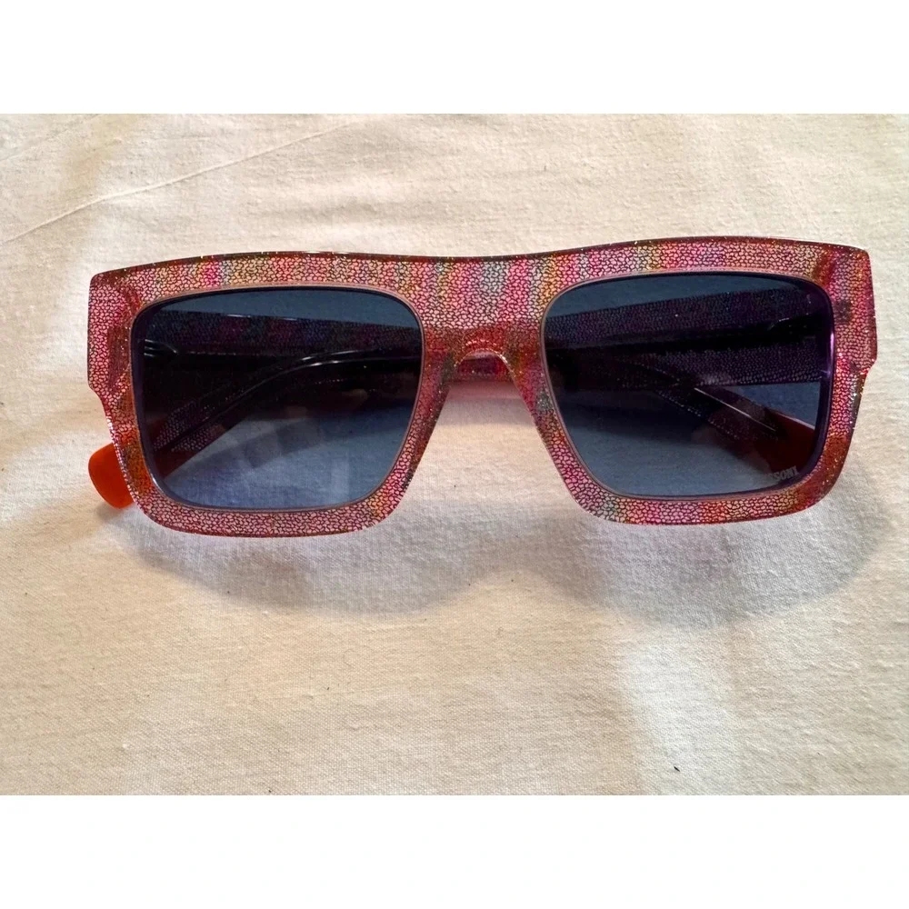 Missoni MIS 0129/S Pink Fabric‎ Glitter Square Sunglasses Blue Gradient Lens New